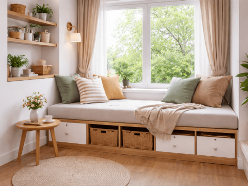 窗邊畸零空間別浪費!臥榻設計讓座位與收納一次到位 窗邊畸零空間別浪費!臥榻設計讓座位與收納一次到位